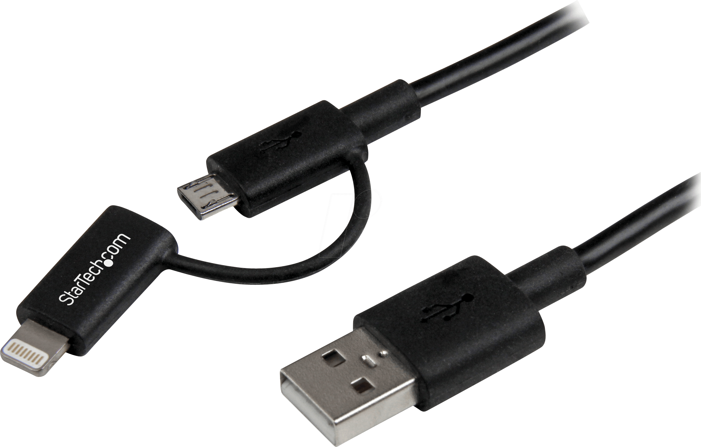 ST LTUB1MBK - Sync- & Ladekabel, USB-A > Lightning / Micro-B, 1 m, schwarz