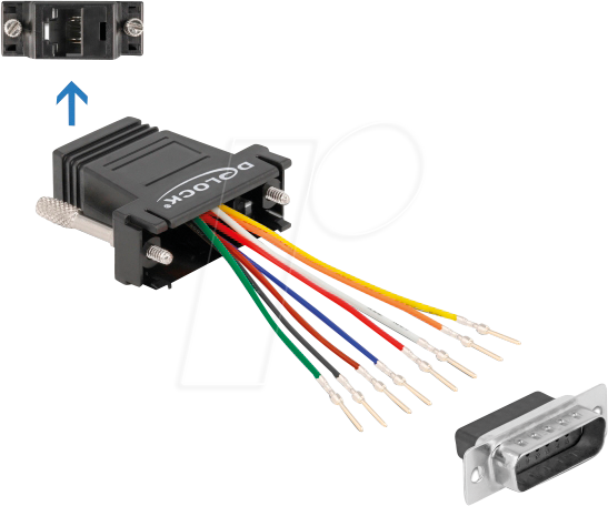 Thumbnail - DELOCK 66647 - Adapter Sub-D 15Pin St. > RJ45 Bu. Montagesatz schwarz