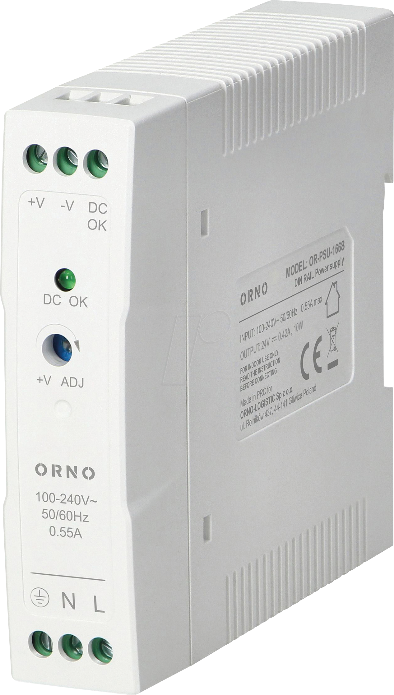 ORNO PSU-1668 - Schaltnetzteil, Hutschiene, 10 W, 24 V, 0,42 A, Metallgehäuse