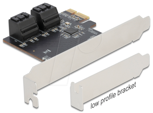 DELOCK 90010 - PCIe x1 > 4x SATA, Low Profile