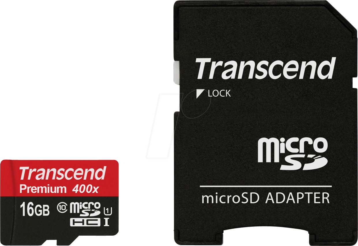 TS16GUSDU1 - MicroSDHC-Speicherkarte 16GB, Transcend Class 10 UHS-I