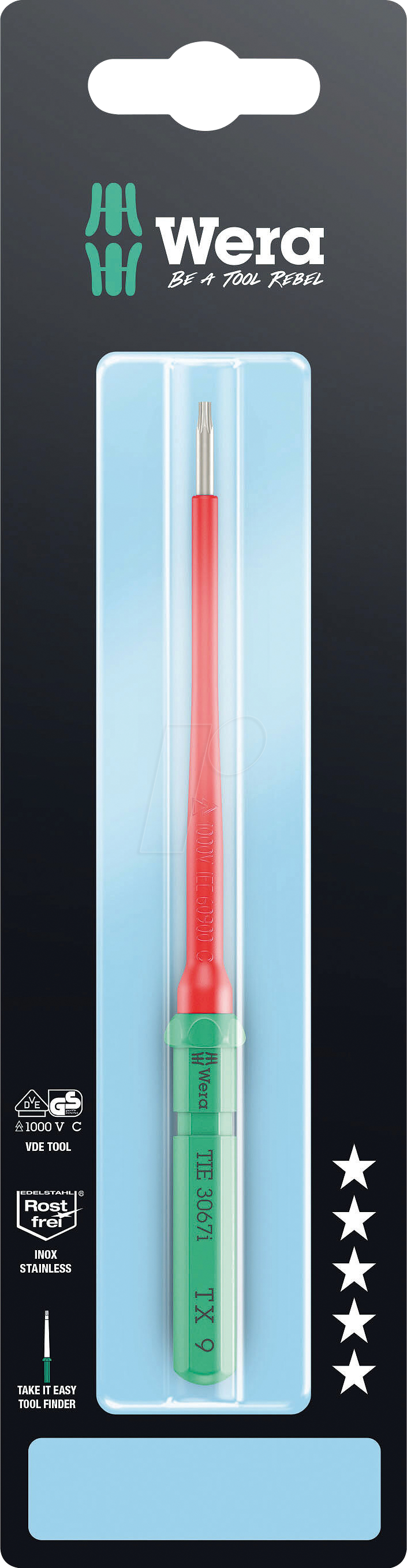 WERA 05006587001 - Wechselklinge Kraftform Kompakt VDE 3067 i SB, TORX (TX), 9