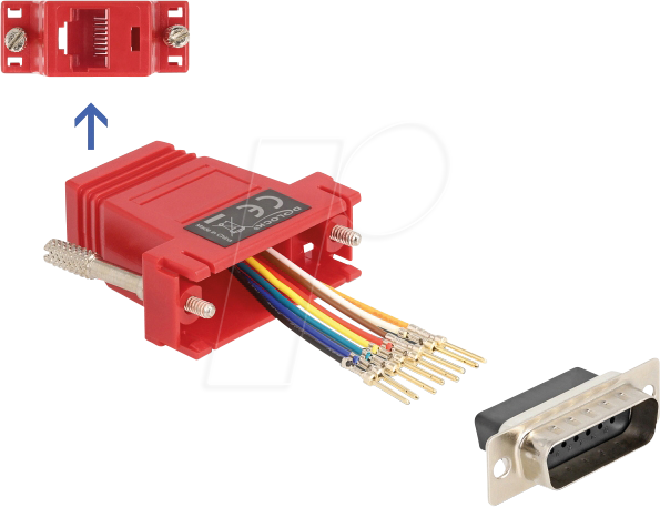 DELOCK 67109 - Adapter D-Sub 15 Pin St. > RJ45 Bu. Montagesatz, rot