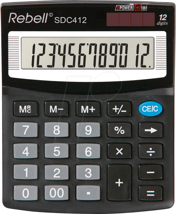 REBELL SDC412 - Taschenrechner, 12 Stellen, schwarz
