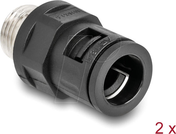DELOCK 60453 - Schlauchverschraubung mit Messingaußengewinde M16 schwarz 2 Stüc