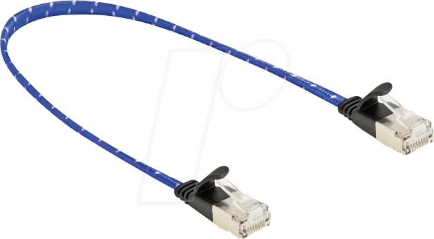 Thumbnail - DELOCK 80381 - RJ45 Flachband Netzwerkkabel Cat.6A U/FTP 0,3 m blau