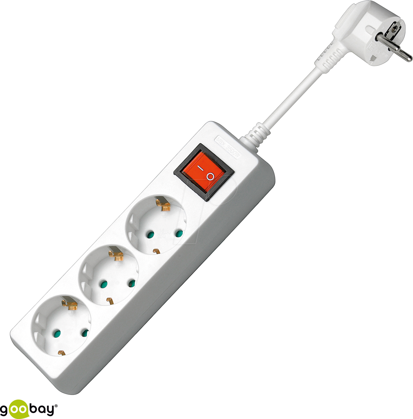 GOOBAY 51285 - Steckdosenleiste 3-fach mit Schalter, 1,5 m, weiß