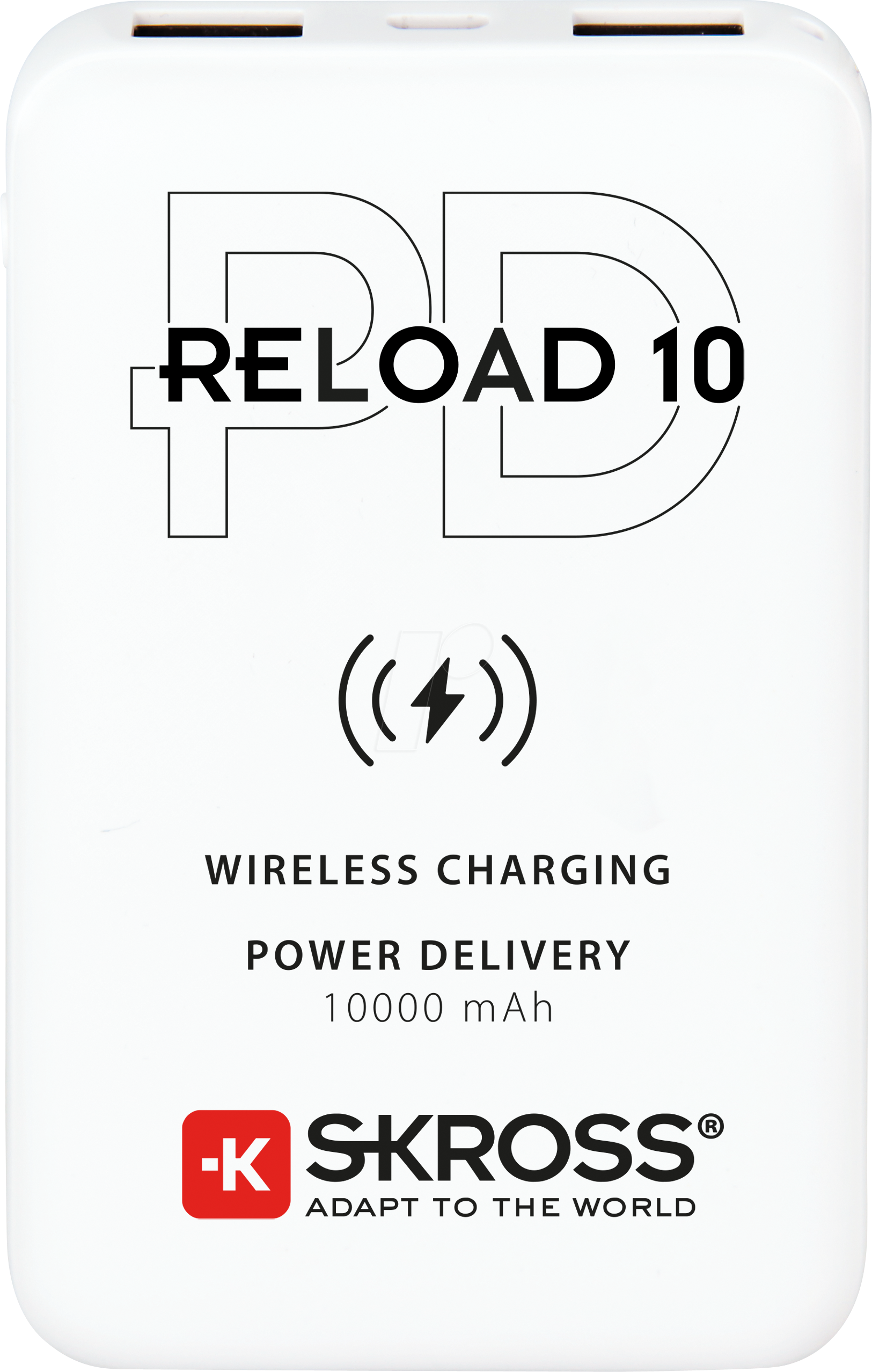 SKROSS 1400132 - Powerbank, 10000 mAh, 2x USB-A, 1x USB-C, QI, weiß