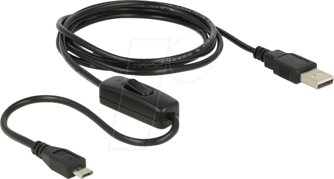 DELOCK 84803 - USB 2.0 Kabel, A Stecker auf Micro B Stecker, Schalter, 1,5 m