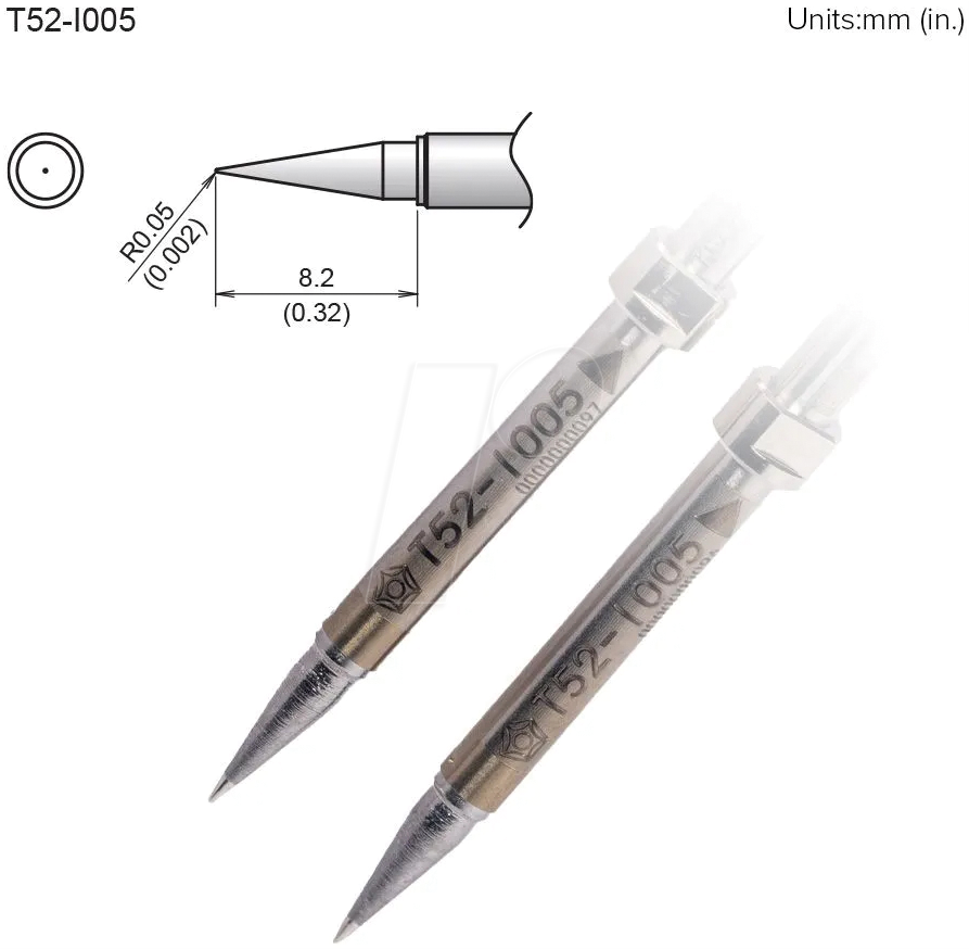 HAK T52-I005 - Aktiv-Lötspitze T52-I005, 0,05 mm, konisch, 2 Stück