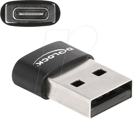 DELOCK 60002 - USB 2.0 Adapter, A Stecker auf C Buchse, schwarz