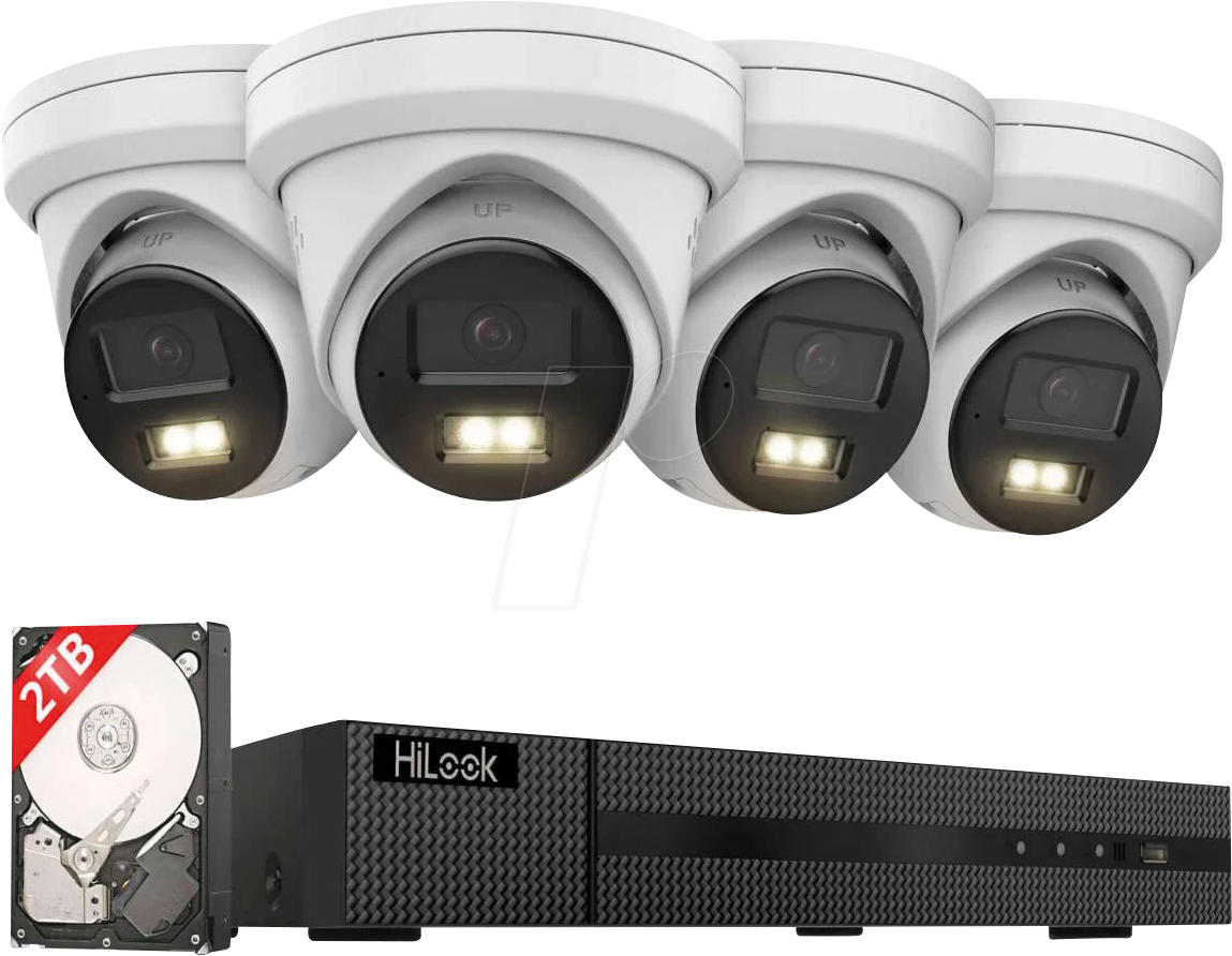 Thumbnail - HIL IK28P-480T - Netzwerk-Videorekorder, inkl. 4 Turret Kameras, 4K, 2 TB HDD