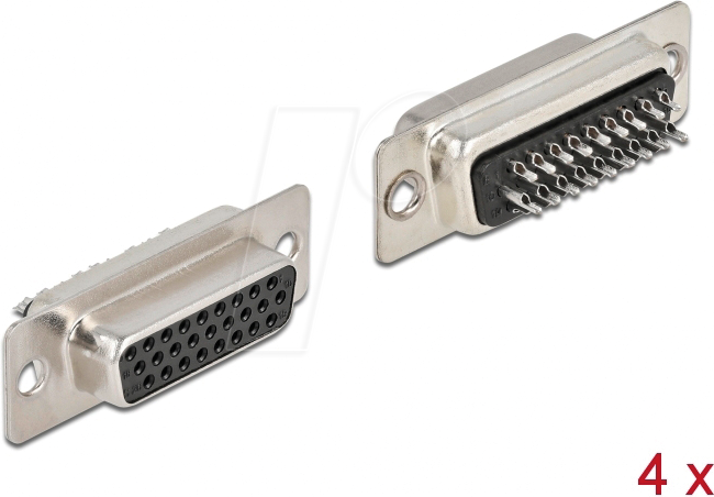 DELOCK 66717 - D-Sub HD 26 Pin Buchse Metall, Lötversion, 4 Stück