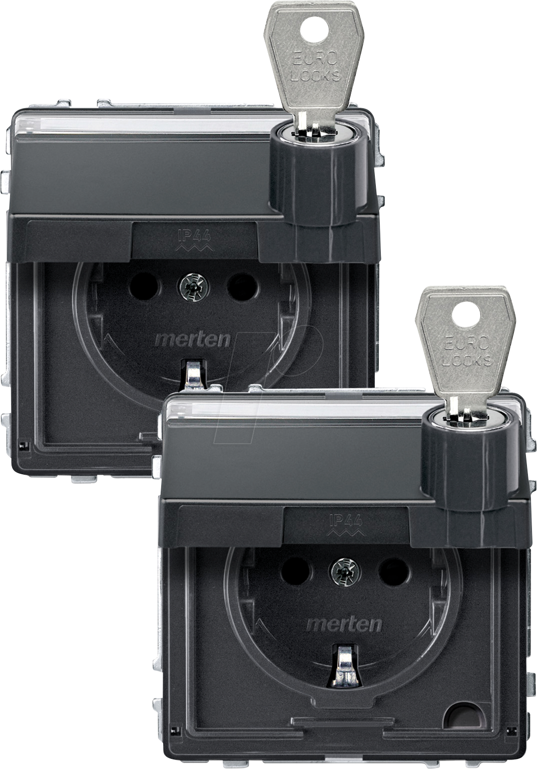 MERTEN 2318-7214 - Steckdose, Klappdeckel, abschließbar, 2 gleiche Schließungen