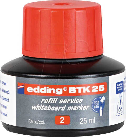 EDDING BTK25002 - Nachfülltinte, Whiteboardmarker, BTK 25, rot