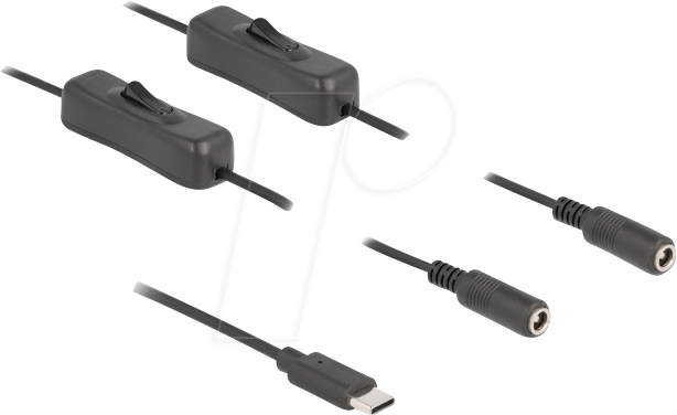 Thumbnail - DELOCK 86800 - Stromkabel USB-C > 2x DC 5,5 x 2,1 mm, 1 m