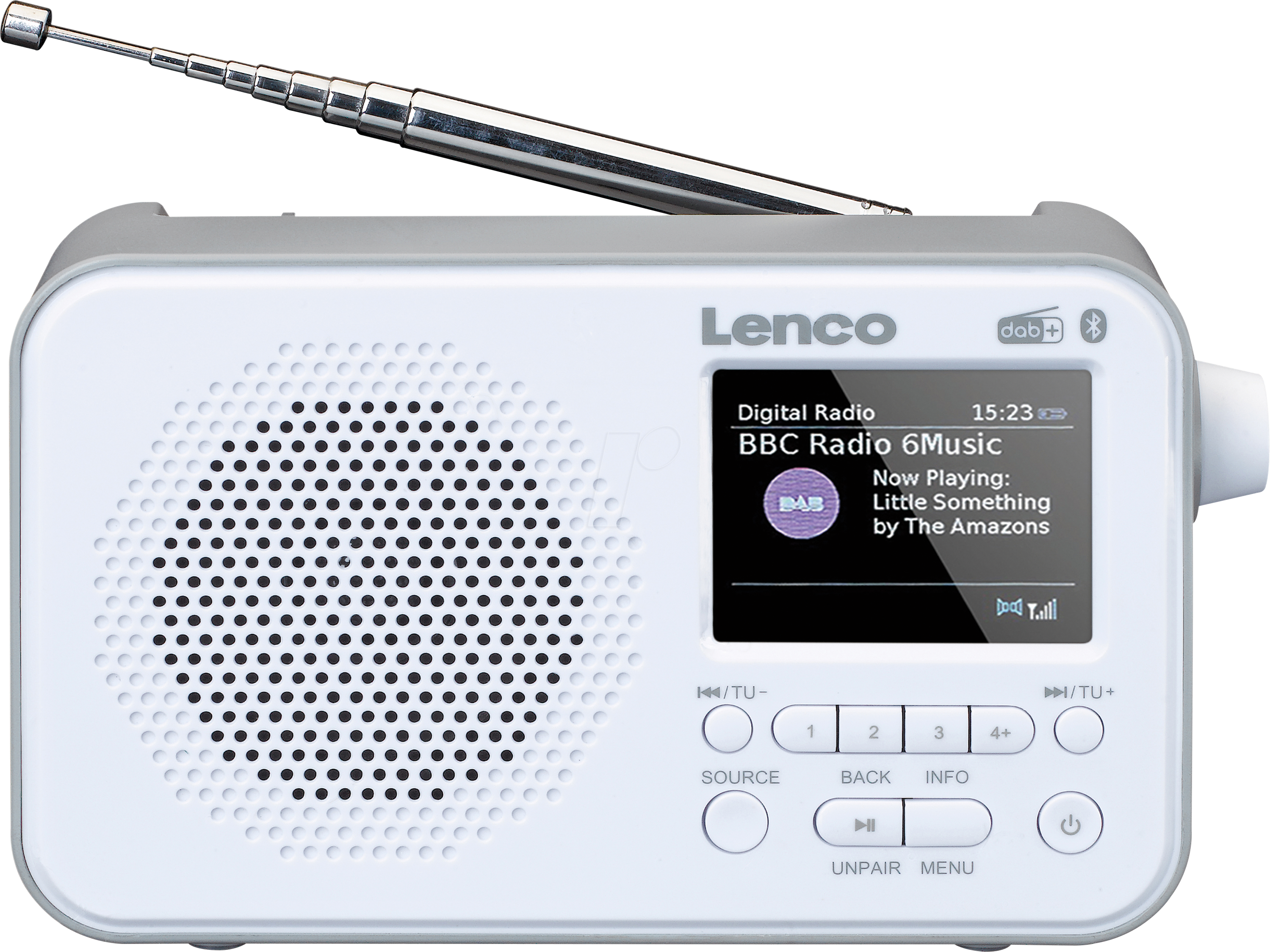 LENCO PDR-036WH - DAB+/UKW Radio, TFT-Display, Bluetooth, tragbar, Akku