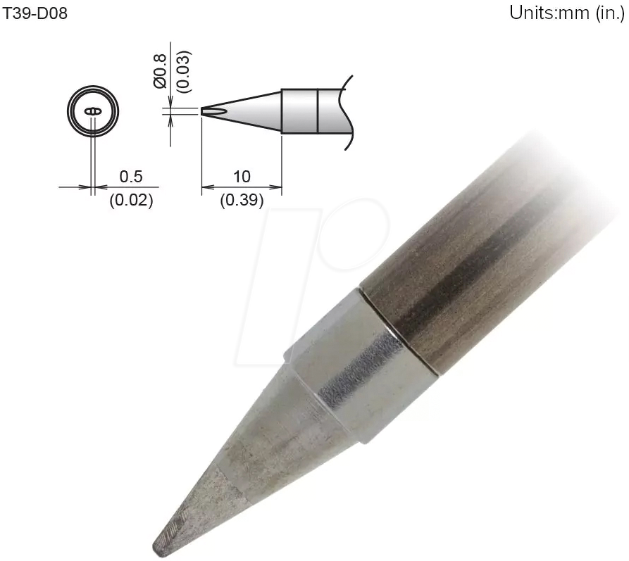 HAK T39-D08 - Aktiv-Lötspitze T39-D08, 0,8 mm, meißel