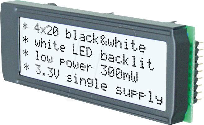 Thumbnail - EA DIP205J-4NLW - 4x20 DIP Characterdisplay, schwarz/weiß