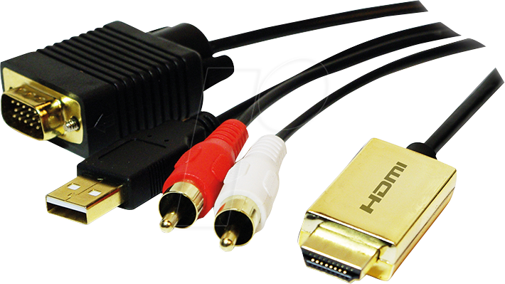 LOGILINK CV0052A - HDMI A auf VGA, + USB-A + 2x RCA, 2 m
