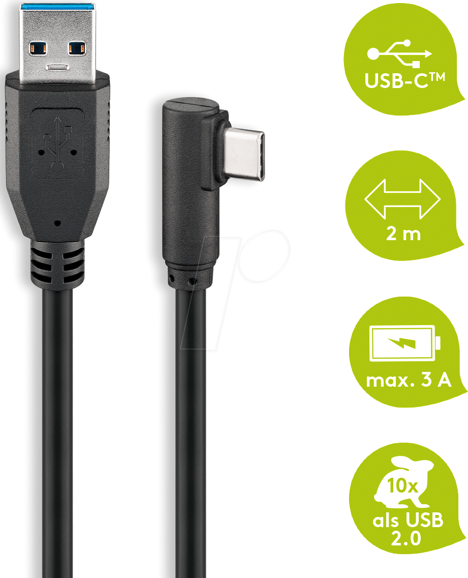 GOOBAY 66503 - Kabel USB 5 Gb/s Typ-C > Typ-A 90°, 2,0 m