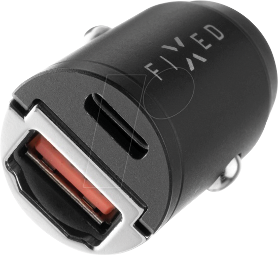 FIXCC30M-CU-BK - USB-Ladegerät 30 W, 5-20 V, 3 A, 1xUSB-C, 1x USB-A, Kfz, schwarz