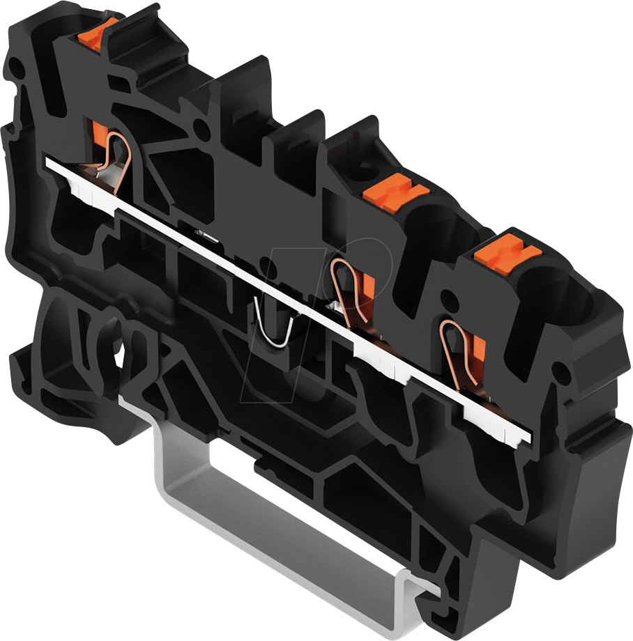 WAGO 2202-1305 - 3-Leiter-Durchgangsklemme, mit Drücker 2,5 mm², schwarz