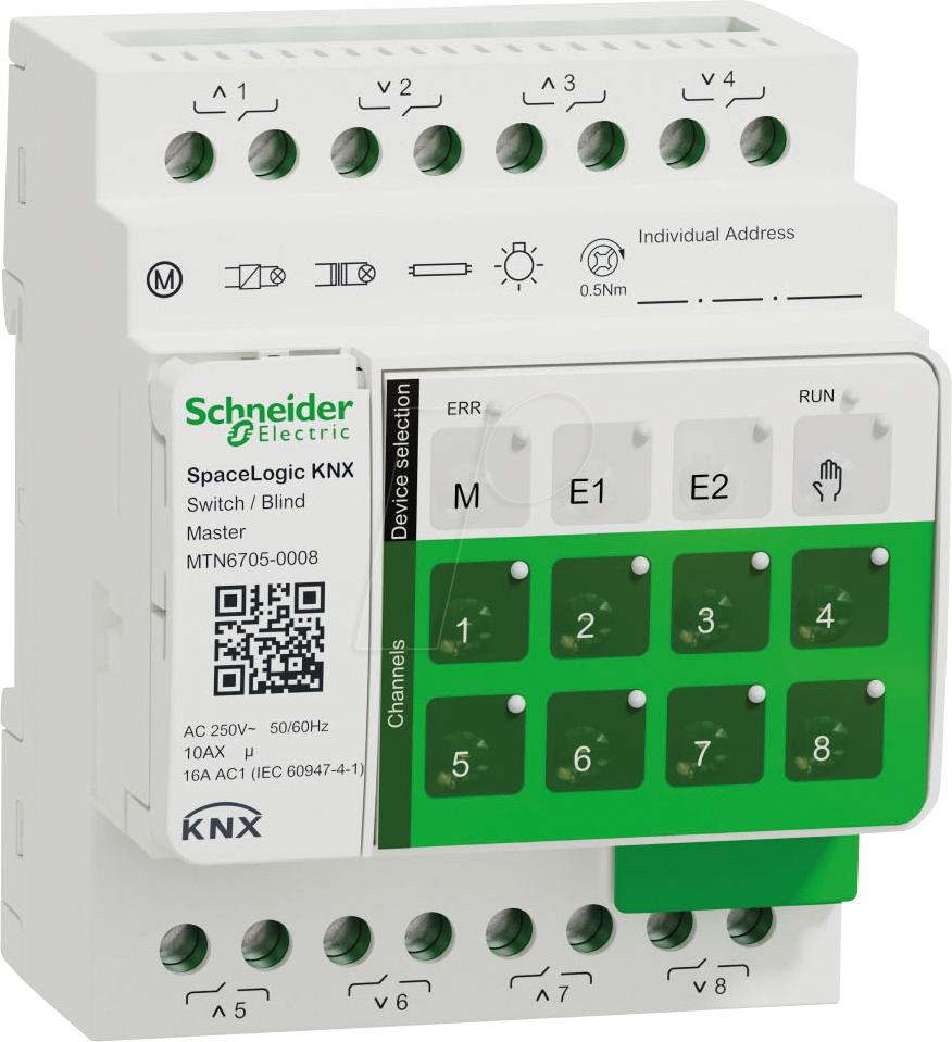 SE MTN6705-0008S - SpaceLogic KNX Master Schalter/Jalousie, 8-fach