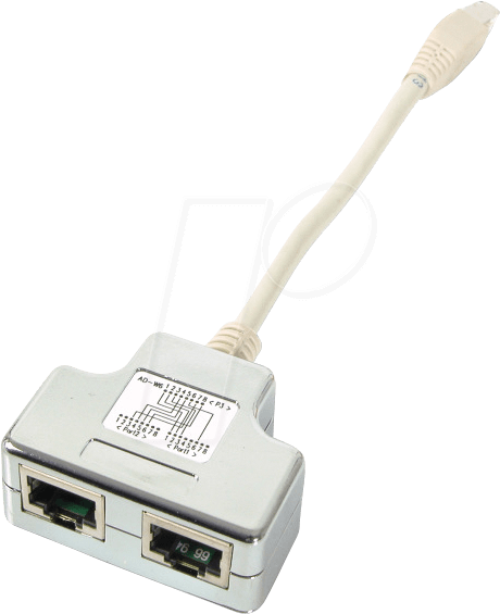 RJ45 VERTEILER 6 - Modularverteiler 2xRJ45-Buchsen 1xStecker Cat6