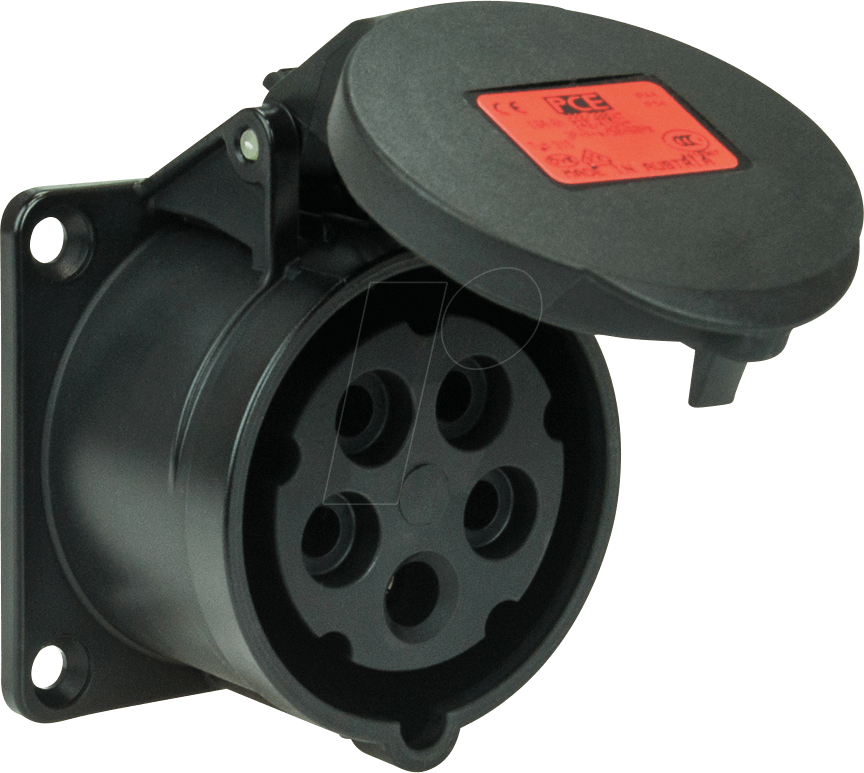 PCE 325-6X - Anbaudose ger. 32A 5p 6h IP44/54 schwarz