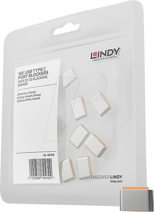 LINDY 40440 - USB-C-Port Schloss (10x Schlösser), orange
