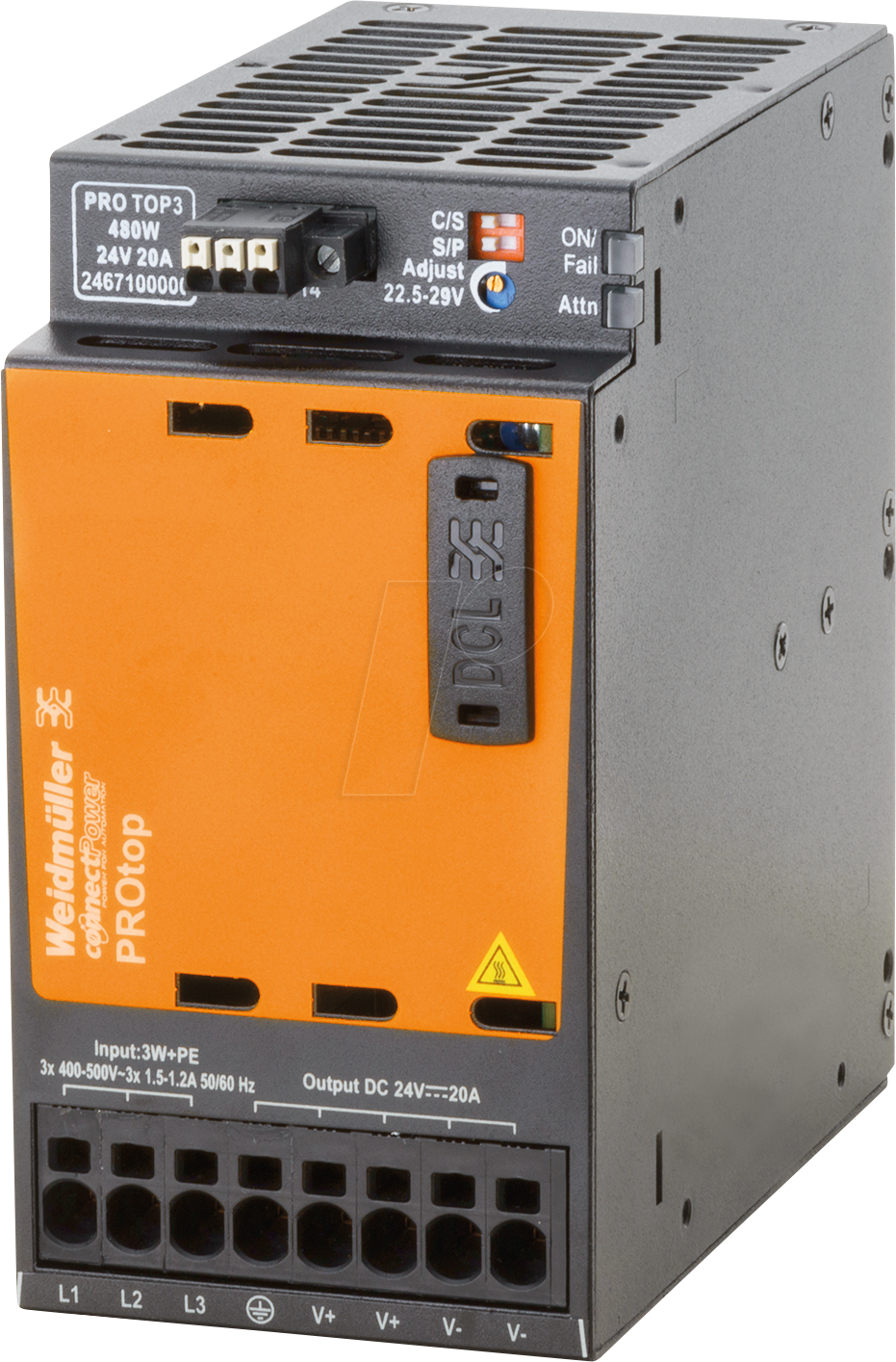 Thumbnail - WEID 2467100000 - Schaltnetzteil Hutschiene, PROtop, 480 W, 24 V ,20 A