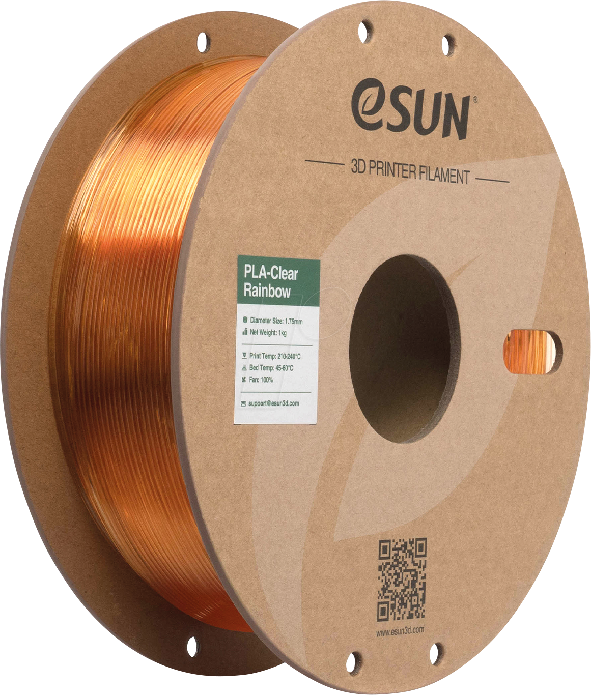 ESUN 72217836 - Filament, PLA-Clear, 1,75 mm, flammenkristall, 1 kg