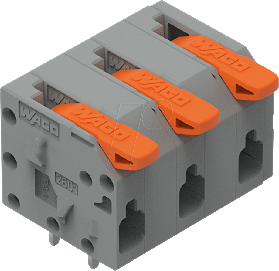 WAGO 2601-1303 - Leiterplattenklemme mit Hebel, 1,5 mm², RM 7,5 mm, 3-polig
