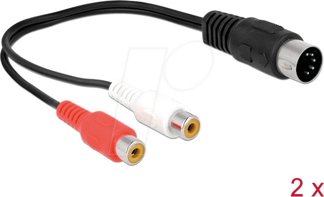 DELOCK 85835 - Kabel DIN 5 Pin Stecker > Cinch 2 x Buchse 0,2 m