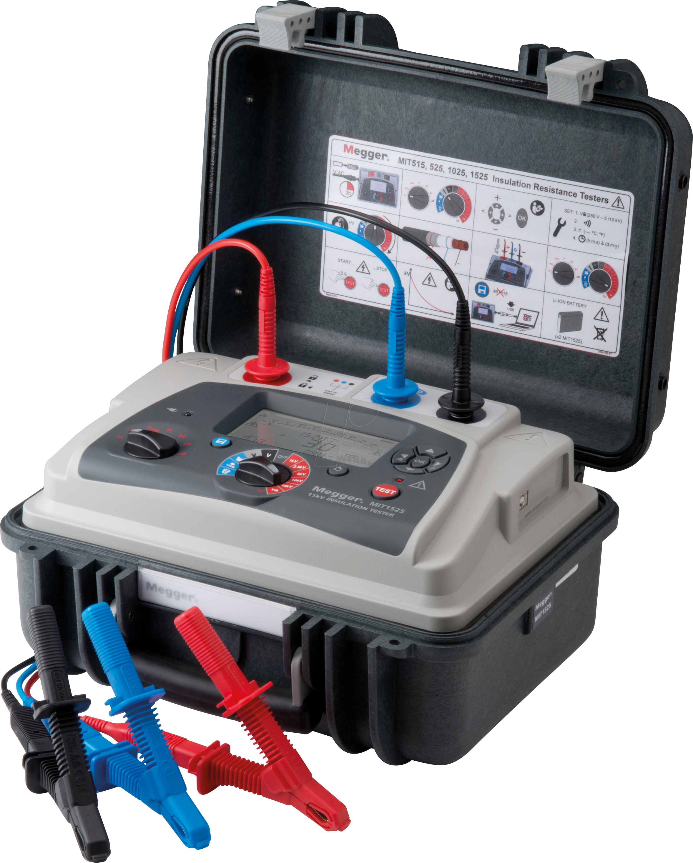 Thumbnail - MEGGER 1002-908 - Isolationsmessgerät MIT1525 15 kV, mit PI und DAR, Rampentest