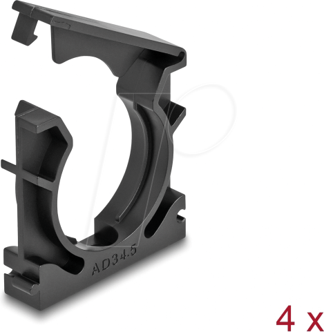 DELOCK 60488 - Kabelschlauchhalter mit Verschlussclip 34,5 mm 4 Stk. schwarz