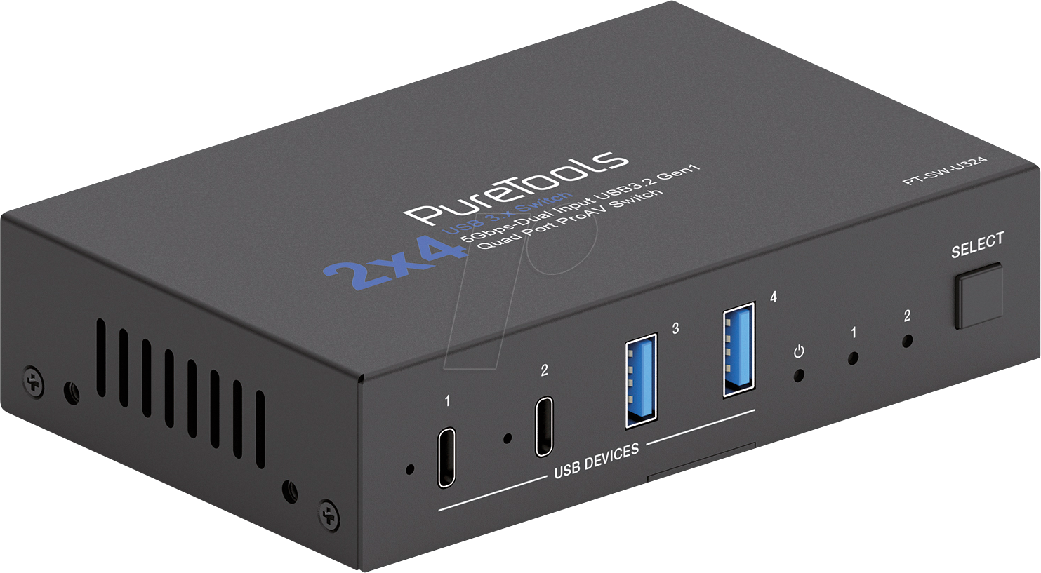 PURE PT-SW-U324 - USB Industrie Switch, 2 x 4 Port, 5 Gb/s