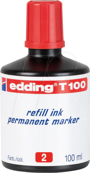 EDDING T100002 - Nachfülltinte, Permanentmarker, T 100, rot
