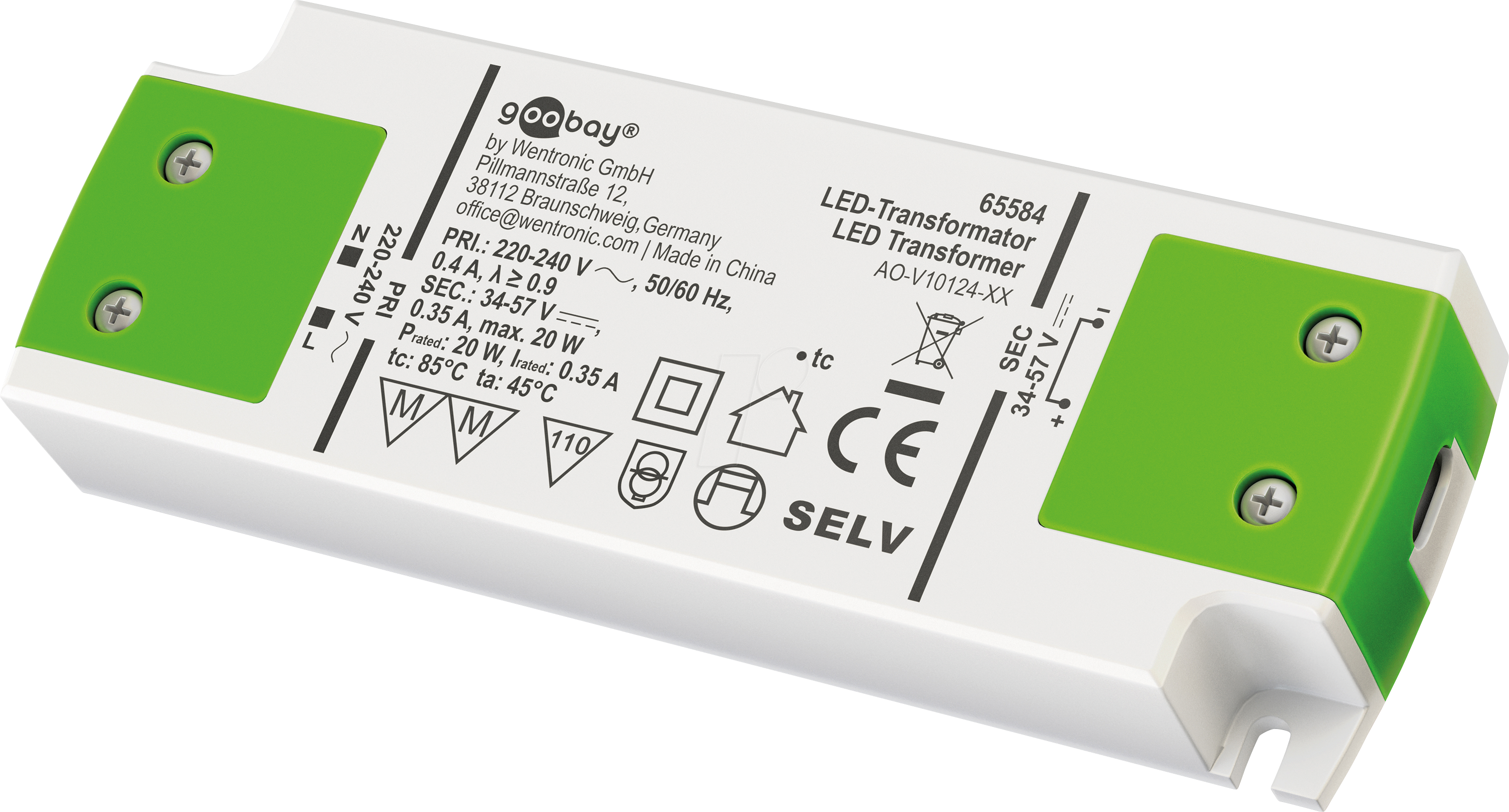 GOOBAY 65584 - LED-Trafo, 20 W, 34-57 V, 350 mA, CC