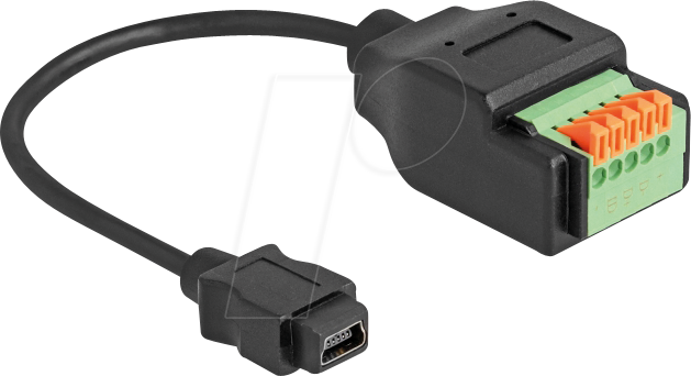 DELOCK 66252 - USB 2.0 Kabel Mini-B Buchse/Terminalblock mit Drucktaster 15 cm