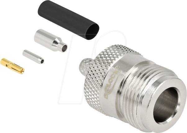 DELOCK 91764 - N Buchse zum Crimpen RG-174 / RG-316 mit passendem Schrumpfschla