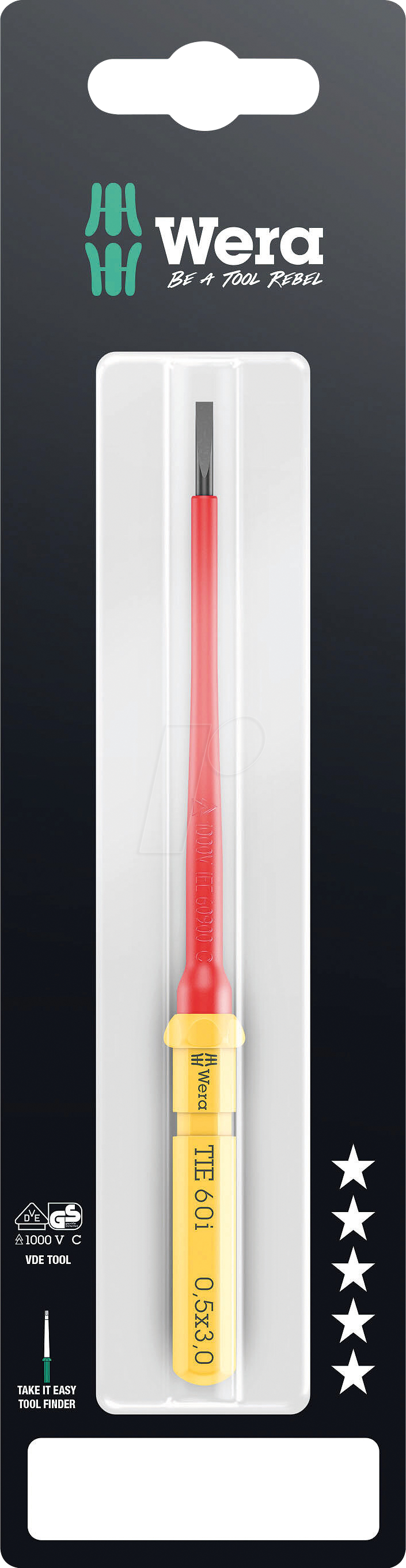 Thumbnail - WERA 05006551001 - Wechselklinge Kraftform Kompakt, VDE 60 i, Schlitz, 2,5 mm