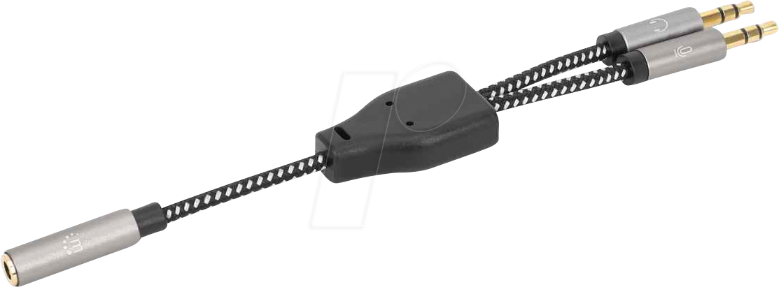 MANHATTAN 356121 - Headset Kabel, 3,5 mm Klinkenbuchse auf 2x Stecker, 0,15 m