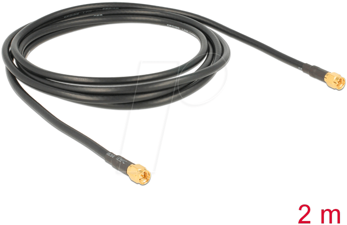 DELOCK 88892 - HF Antennenkabel SMA Stecker > SMA Stecker 2 m LMR195 low loss