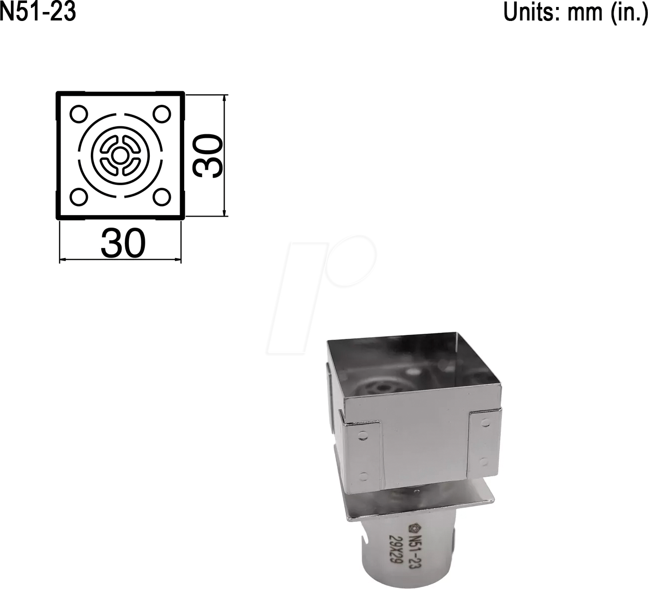 HAK N51-23 - Heißluftdüse N51-23, Schnellwechseltyp, Single, 30,0 x 30,0 mm