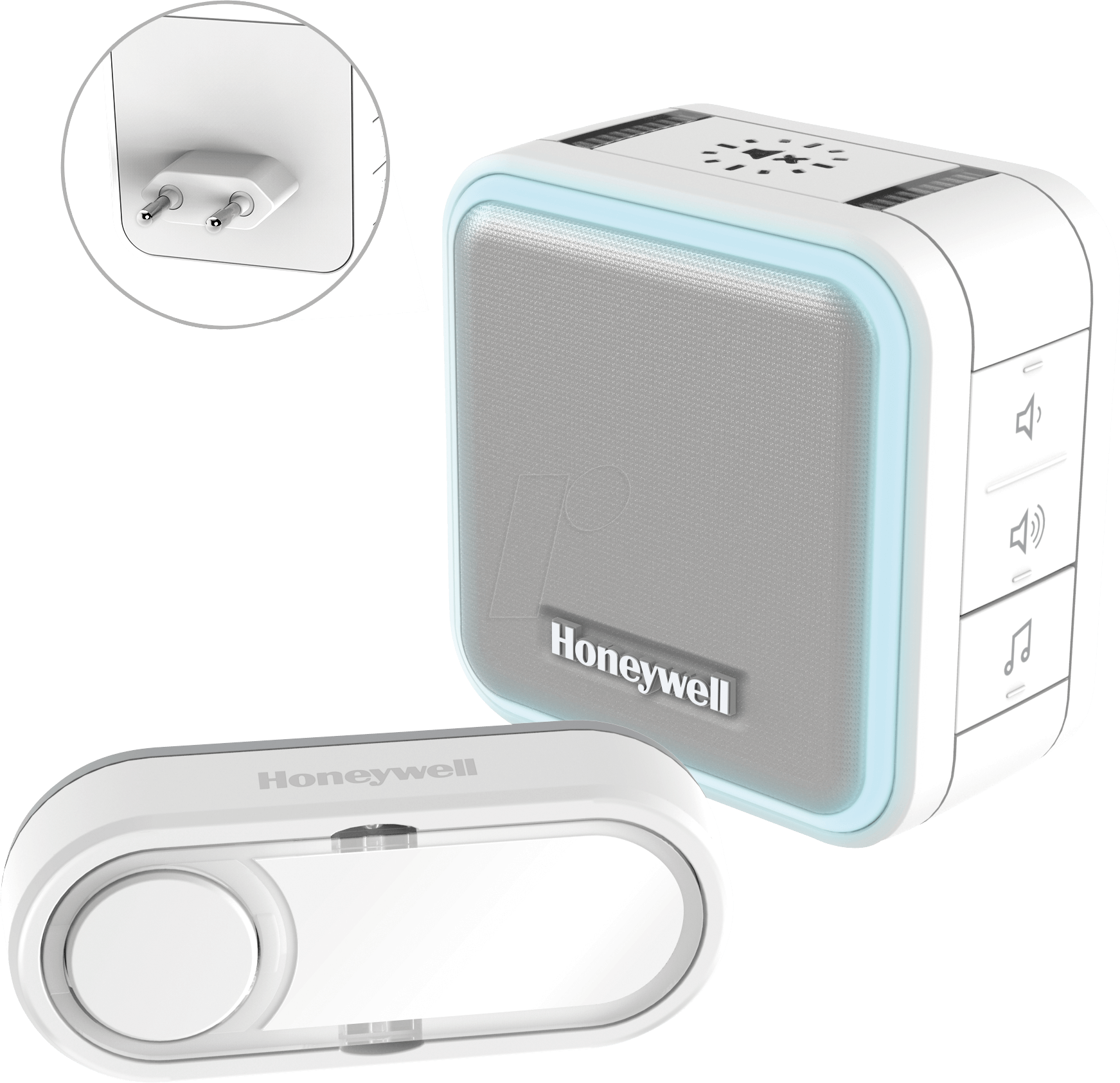 HONEY DC515SP2 - Funk-Gong für Steckdosen mit Klingeltaster, weiß