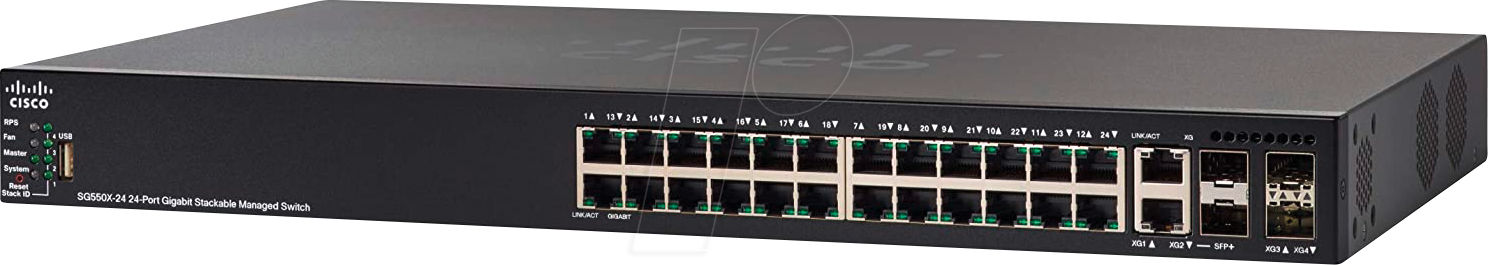 CISCO SG550X24K9 - Switch, 28-Port, Gigabit Ethernet, RJ45/SFP+, SFP+