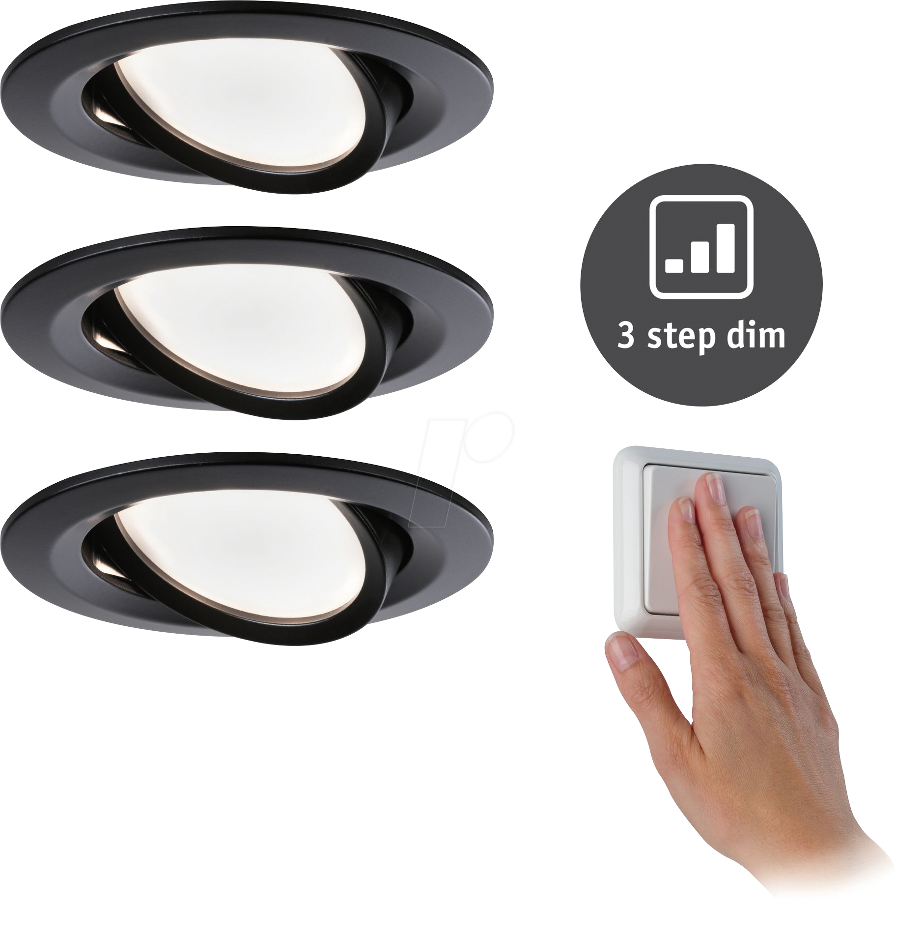 Thumbnail - PLM 94472 - Einbauleuchte Nova Coin, 3x 6,5 W, 460 lm, 2700 K, schwenk-/dimm