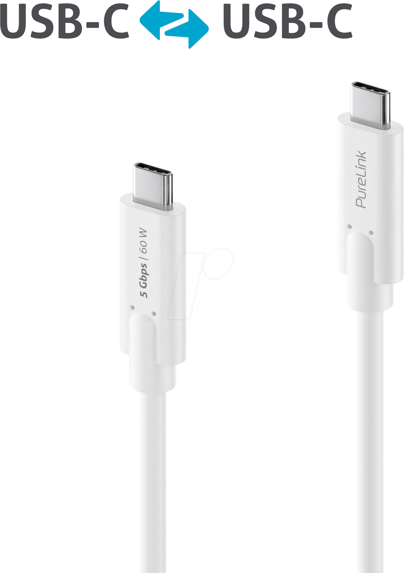 PURE IS2500-015 - USB 5 Gb/s Kabel, iSerie, C Stecker auf C Stecker, weiß, 1,5 m